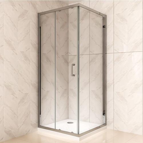Duschkabine mit Schiebetür Eckdusche mit Rollensystem aus esg Glas 190cm Hoch 80×110 cm (Tür:110cm)