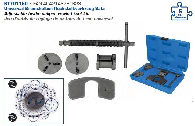 Brilliant Tools Universal-Bremskolben-Rückstellwerkzeug-Satz, 5-tlg. Dreh-/Rückstellwerkzeugsatz, Bremssattelkolben BT701150 Image