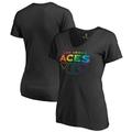 Women's Fanatics Branded Black Las Vegas Aces Team Pride Wordmark V-Neck T-Shirt
