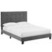 Melanie Queen Tufted Button Upholstered Performance Velvet Platform Bed in Gray - East End Imports MOD-5822-GRY