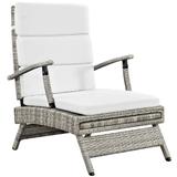 Envisage Chaise Outdoor Patio Wicker Rattan Lounge Chair in Light Gray White - East End Imports EEI-2301-LGR-WHI