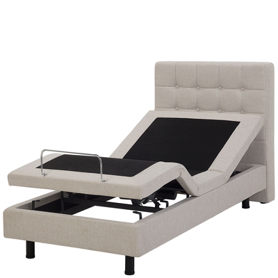 Plattform Bett Beige 90 x 200 cm Elektrisch Praktisch Fernbedienung Verstellbar Bequeme Sitzstellung Modern