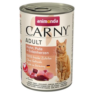 24 x 400g Adult Huhn, Pute & Entenherzen animonda Carny Katzenfutter nass