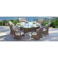 Darby Home Co Dewberry 7 Piece Outdoor Dining Set w/ Cushion Glass/Wicker/Rattan in Brown | 30.31 H x 53.15 W x 53.15 D in | Wayfair