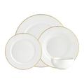 Godinger Silver Art Co Pique Gold Rim 16 Piece Porcelain Dinnerware Set Porcelain/Ceramic in White/Yellow | Wayfair 82868