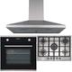 SIA 60cm Black Single Oven, Stainless Steel 70cm 5 Burner Gas Hob & Cooker Hood