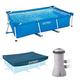 Intex Rectangular Frame Pool - Aufstellpool - 260 x 160 x 65 cm + Rectangular Pool Cover - Poolabdeckplane - 300 x 200 cm + Krystal Clear Cartridge Filter Pump - Pool Kartuschenfilteranlage - 900 L/H