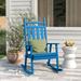 Rosecliff Heights Beda Classic Porch Outdoor Rocking Solid Wood Chair in Blue | 45 H x 28 W x 31 D in | Wayfair 9DE1A55178374D2FA59F5C8F96B87E4A
