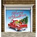The Holiday Aisle® Red Truck Christmas Garage Banner Door Mural Polyester in Blue/Red | 84 H x 96 W x 1 D in | Wayfair
