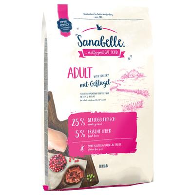 2 x 10kg Adultgeflügel & Strauß Sanabelle Katzenfutter trocken