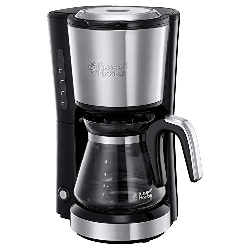 Russell Hobbs Mini Coffee Machine [Shower Head for Optimal Extraction and Aroma] Compact (Max 5 Cups, 0.6 L Glass Jug, Including Permanent Filter, Warming Plate), Compact Filter Coffee Machine, Small