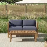 Sand & Stable™ Tegann Modern 2 Piece Sofa Seating Group w/ Cushions Wood/Natural Hardwoods in Blue/Brown/Gray | 25.25 H x 29 W x 50.25 D in | Outdoor Furniture | Wayfair