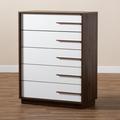 Baxton Studio Mette Mid-Century Modern Two-Tone White & Walnut Finished 5-Drawer Wood Chest - LV3COD3231WI-Columbia/White-5DW-Chest