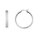 Silverly Women's 925 Sterling Silver 40 mm Flat Square Tube Creole Polished Plain Hoop Earrings