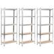 vidaXL Storage Shelves 3 pcs Silver 75x30x172 cm Steel and MDF
