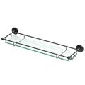 Gatco Glass Taborets Wall Mount Tempered 20"L Glass Shelf | Floating Bathroom Glass Shelf w/ Rail in Black | 2.2 H x 22 W x 6 D in | Wayfair 1465MX