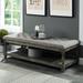 Lowell Shelves Storage Bench Linen/Solid + Manufactured Wood/Wood/Manufactured in Gray Laurel Foundry Modern Farmhouse® | Wayfair