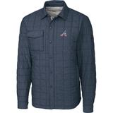 Men's Cutter & Buck Gray Atlanta Braves Stars Stripes Full-Zip Rainier Shirt Jacket