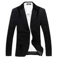 Goorape Men's Casual Suit Jacket Corduroy Collar 2 Buttons Blazer Jacket Black M