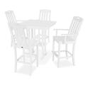 Trex Outdoor Yacht Club 5-Piece Farmhouse Trestle Arm Chair Bar Set Plastic in White | 42 H x 37.5 W x 37.63 D in | Wayfair TXS467-1-CW