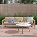 AllModern Sonoma 83.5" Wide Outdoor Teak Patio Sofa w/ Cushions Wood/Natural Hardwoods/Sunbrella® Fabric Included in Brown/White | Wayfair