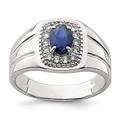 925 Sterling Silver Mens Blue Sapphire and White Topaz Ring Size T 1/2 Jewelry Gifts for Men