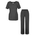 Adar Universal Women's Scrub Set - V-Neck Scrub Top and Elastic Pull-On Scrub Pants - 901 - Pewter - 3X