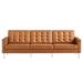 Loft Tufted Vegan Leather Sofa by Modway in Brown | 31 H x 91 W x 32 D in | Wayfair EEI-3385-SLV-TAN