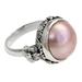 Love Moon,'Floral Sterling Silver and Pearl Cocktail Ring'