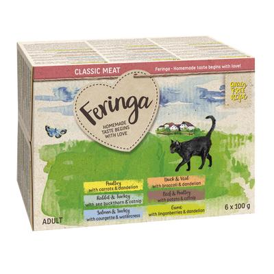 24x100g Mixpaket 1 6 Sorten Classic Meat Menü Schale Feringa Katzen