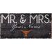 Texas Longhorns 12" x 6" Personalized Mr. & Mrs. Sign
