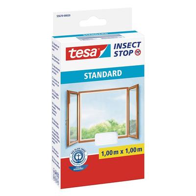 Tesa Fliegengitter Fenster Insect Stop Standard Insektenschutz, 100x100 cm, Anthrazit