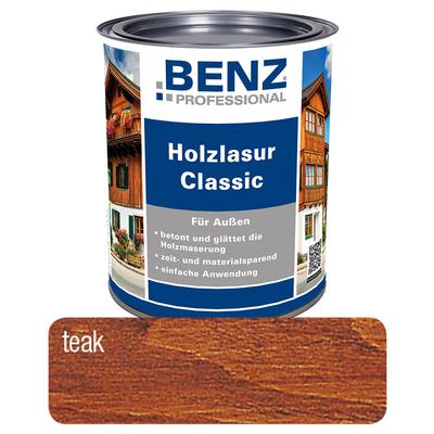 BENZ PROFESSIONAL Holzlasur Classic Holzschutzmittel, 2,5 l, Teak Image
