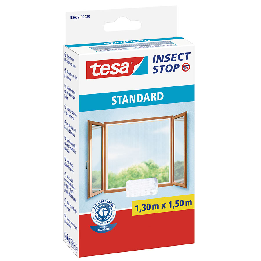 Tesa Fliegengitter Fenster Insect Stop Standard Insektenschutz, 130x150 cm, Weiß Image