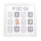 Pearhead My First Year Photo Moments Baby Keepsake Picture Frame, Baby’s First Year Photo Frame, Mother’s Day Accessory, Gender-Neutral Baby Milestone Nursery Décor, White and Gray