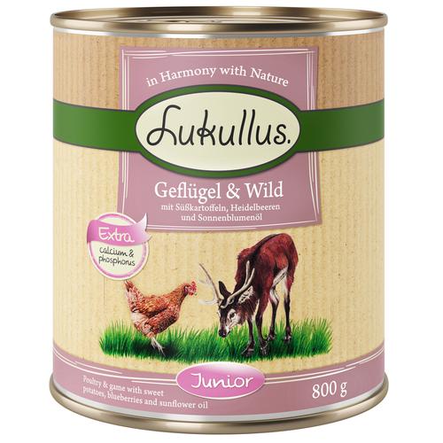 6x800g Naturkost Junior Geflügel&Wild getreidefrei Lukullus Hunde