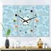 East Urban Home Oversized Asian Floral Paisley Mid-Century Wall Clock Metal in Black/Blue | 36 H x 28 W x 1 D in | Wayfair