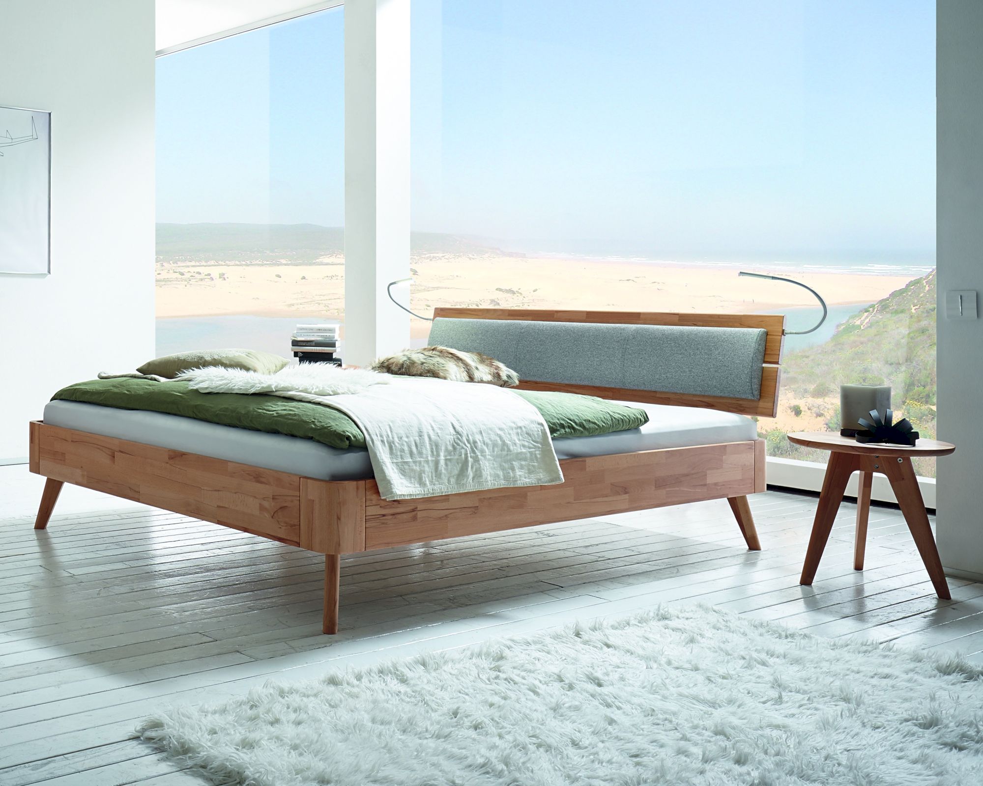 Hasena Fine-Line Massivholzbett Syma Masito/Duetto 180x200 cm / Kernbuche natur, geölt