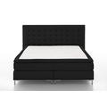 Atlantic Home Collection ANNI Boxspringbett, Strukturstoff, Schwarz, 140 x 200 cm