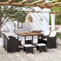 Brayden Studio® Patio Furniture Set Outdoor Table & Chair Set 9 Piece Poly Rattan Wood/Wicker/Rattan in Black/Brown/White | 43 W x 43 D in | Wayfair