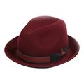 DASMARCA Winter Crushable Packable Twotone Felt Fedora Hat - Robin Burgundy M