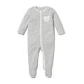 MORI Zip-Up Sleepsuit, 30% Organic Cotton & 70% Bamboo, available from newborn up to 2 years (0-3 Months, Grey Stripe)