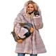 Aox Women Casual Winter Coat Fluffy Faux Fur Hood Warm Thicken Outdoor Jacket Plus Size Anorak (14, Pink)