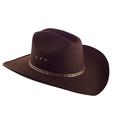 WESTERN EXPRESS Faux Felt Wide Brim Cowboy Hat Elastic Band - Brown - L/XL