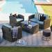 Orren Ellis Celestia 4 Piece Rattan Sofa Seating Group w/ Cushions Synthetic Wicker/All - Weather Wicker/Wicker/Rattan in Black/Brown/Gray | Outdoor Furniture | Wayfair