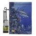 Breeze Decor Shark Reef Sea Animals Impressions 2-Sided Polyester 18.5 x 13 in. Flag Set in Blue | 18.5 H x 13 W x 1 D in | Wayfair