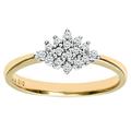 Naava 9 ct Yellow Gold Diamond Cluster Women's Ring