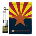 Breeze Decor Arizona Americana States Impressions Decorative Vertical 2-Sided Polyester 1'7 x 1'1 ft. Flag Set in Blue/Red/Yellow | Wayfair