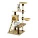 Beige and Brown 58.5" Cat Tree with IQ Box, Ladder, and Side Basket, 36 LBS, Cream