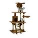 Brown 62" Cat Tree Condo with Hammock and Side Basket, 43 LBS